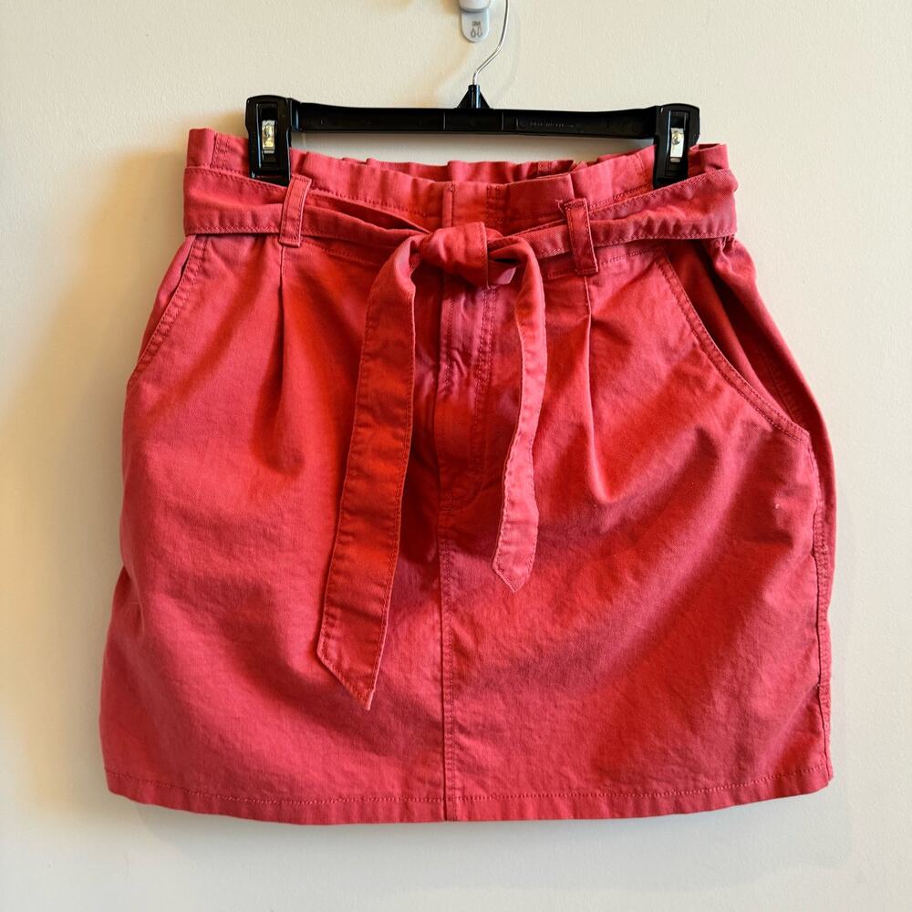 Ann Taylor Loft Women’s 10 Skirt Salmon Pink Elastic Waist Removable Tie Belt